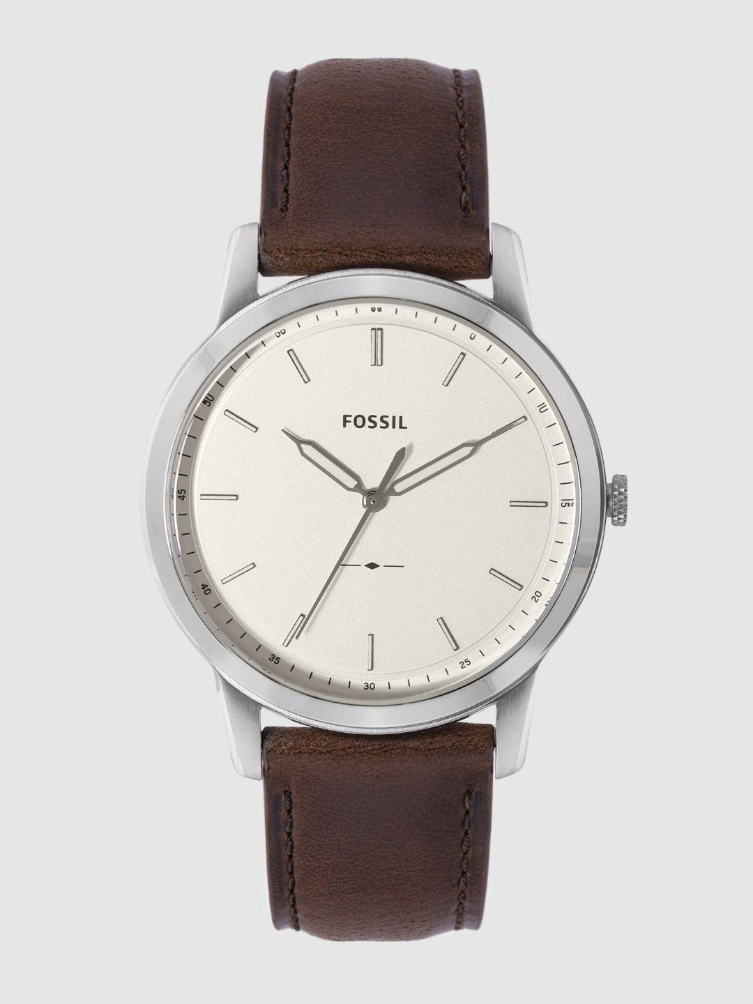 fossil men cream-coloured analogue watch fs5439i