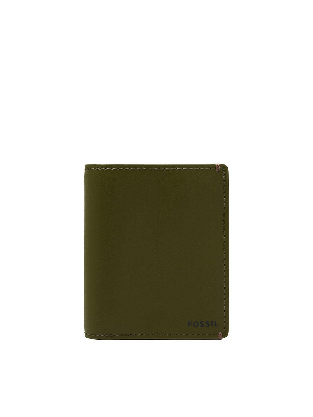 fossil men green solid two fold wallet
