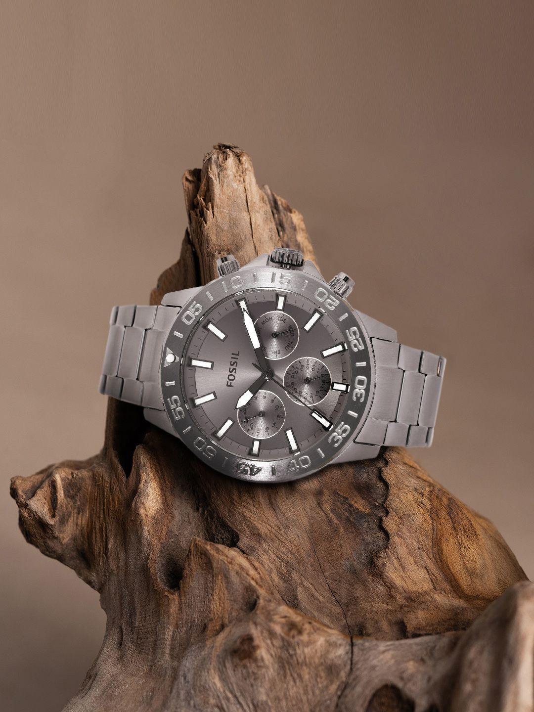 fossil men grey bracelet style analogue watch bq2491