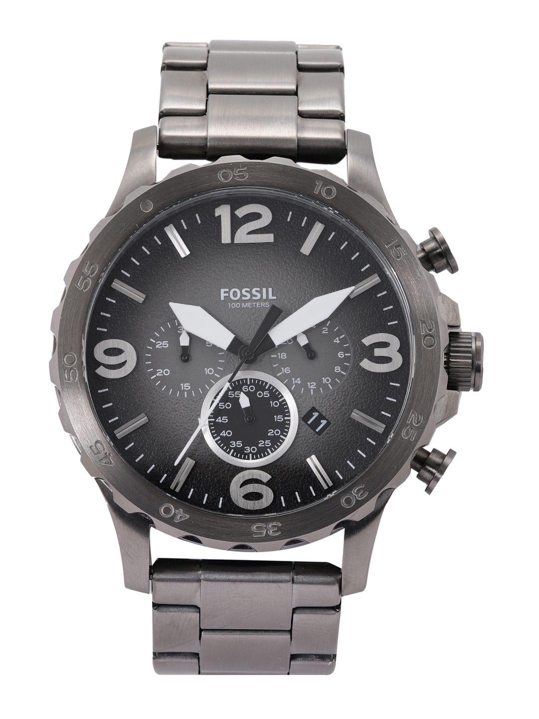 fossil men grey bracelet style nate analogue watch jr1437