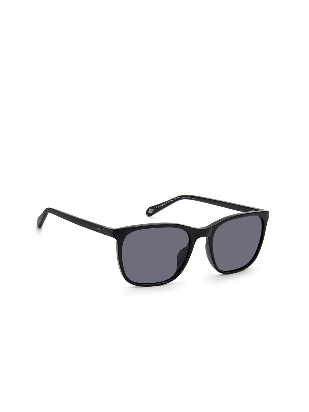 fossil men grey lens & black square sunglasses with uv protected lens