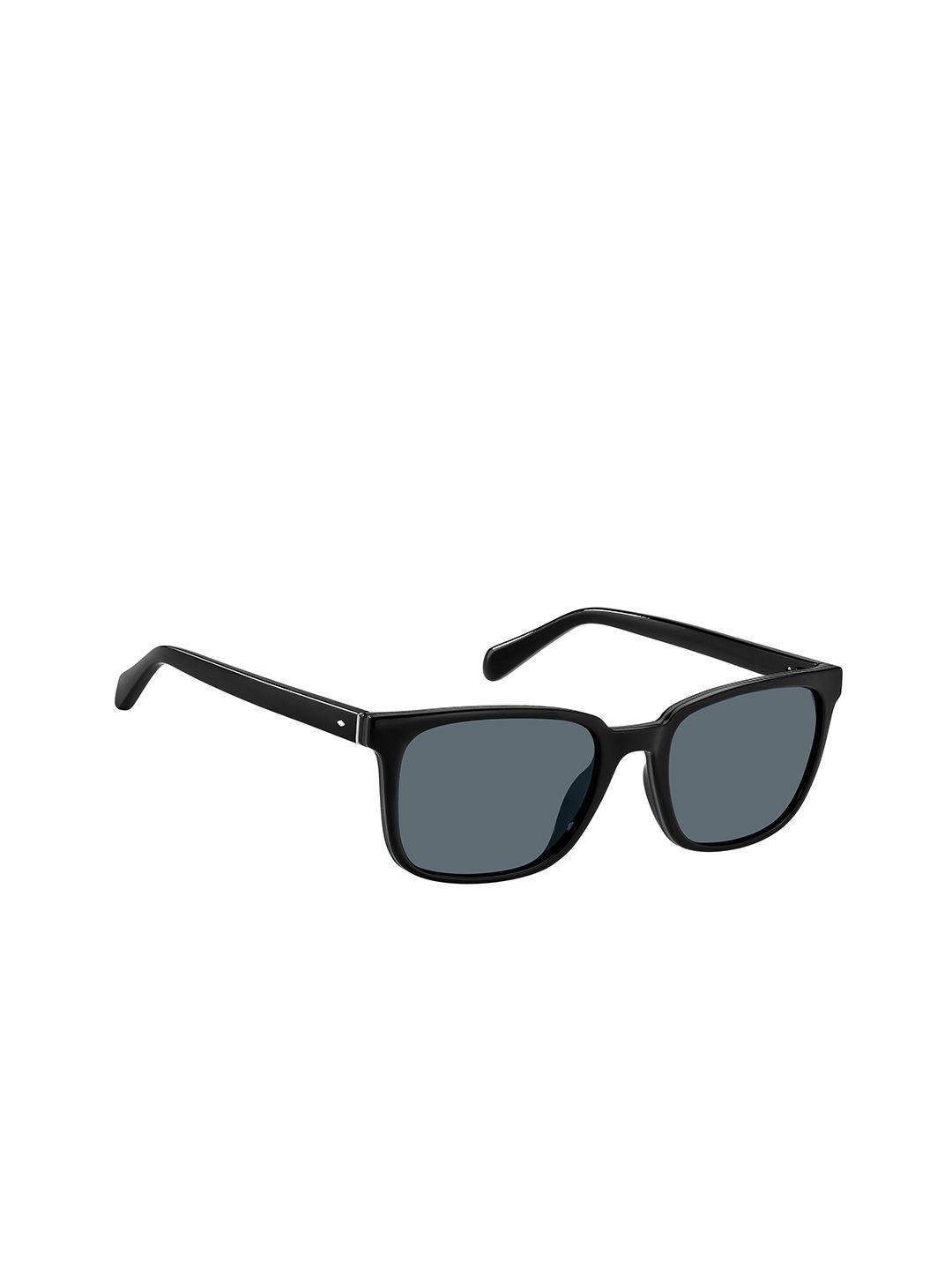 fossil men grey lens & black wayfarer sunglasses with uv protected lens 20320880754ir-grey