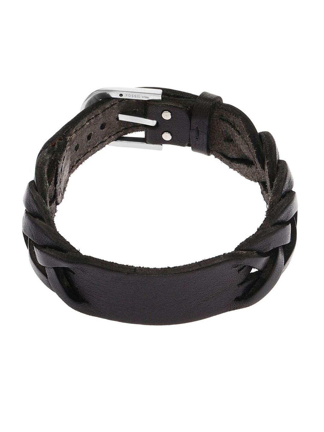 fossil men leather wraparound bracelet