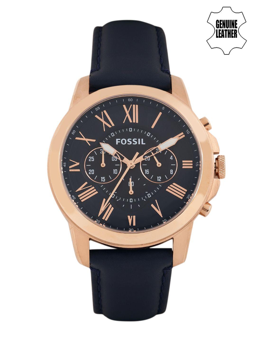 fossil men navy dial chronograph watch fs4835