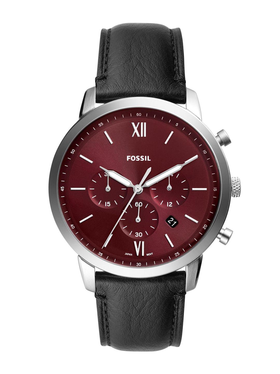 fossil men red leather straps neutra analogue watch fs6016