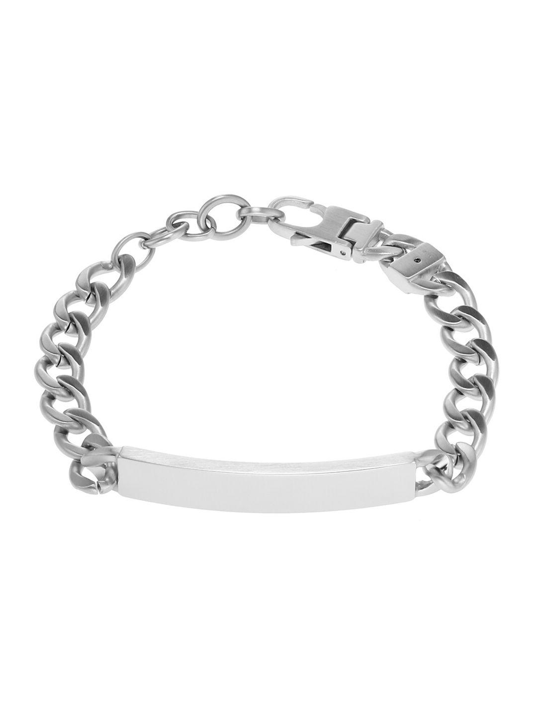 fossil men silver-plated link bracelet