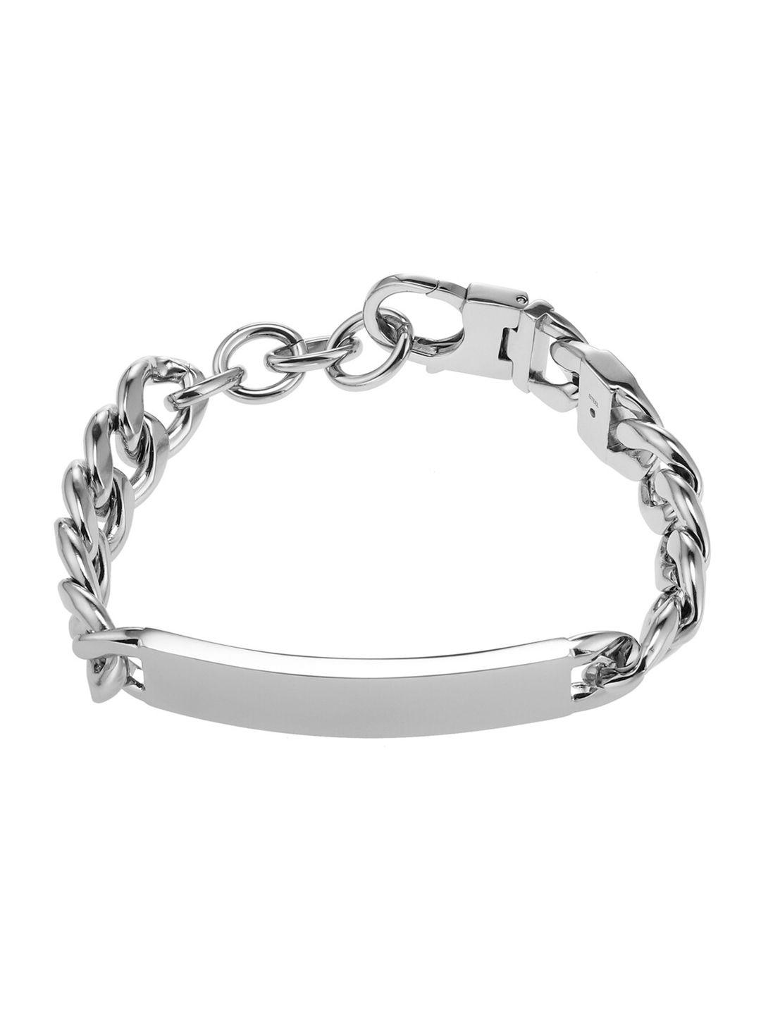 fossil men silver-plated link bracelet