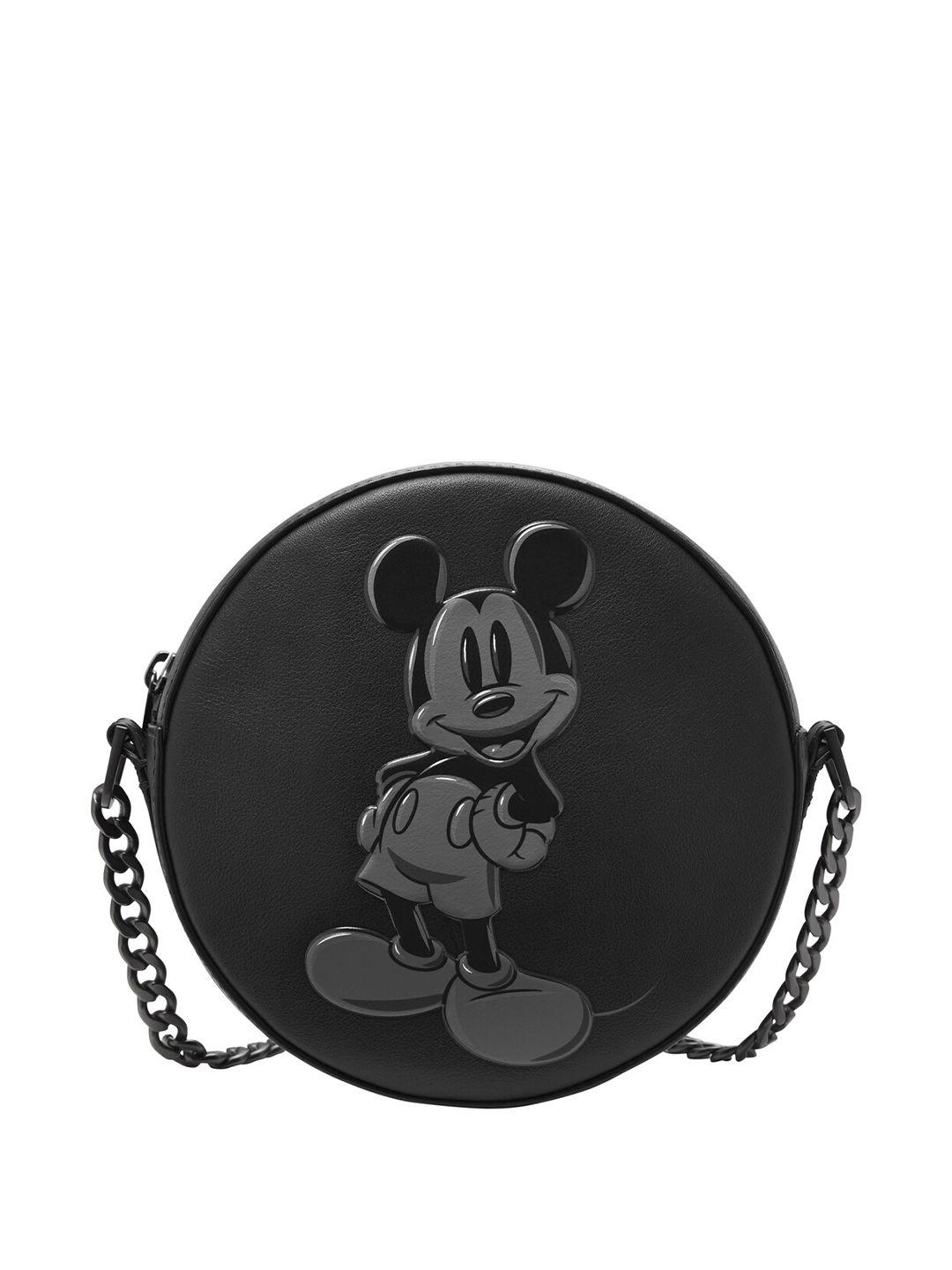 fossil mickey mouse textured leather structured sling bag