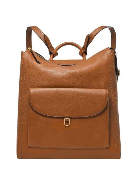 fossil parker tan leather medium convertible backpack