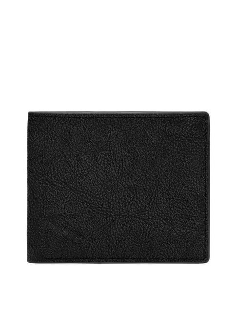fossil steven black leather bi-fold wallet for men