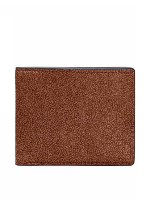 fossil steven brown leather bi-fold wallet for men