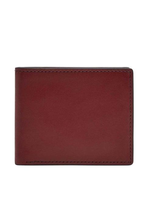 fossil steven red leather bi-fold wallet for men