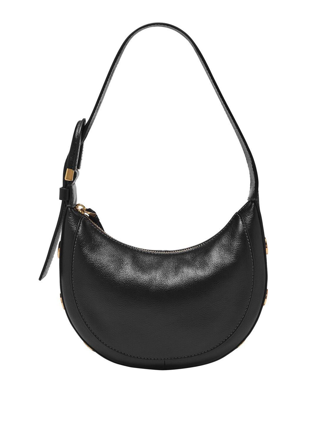 fossil textured leather half moon structured hobo bag