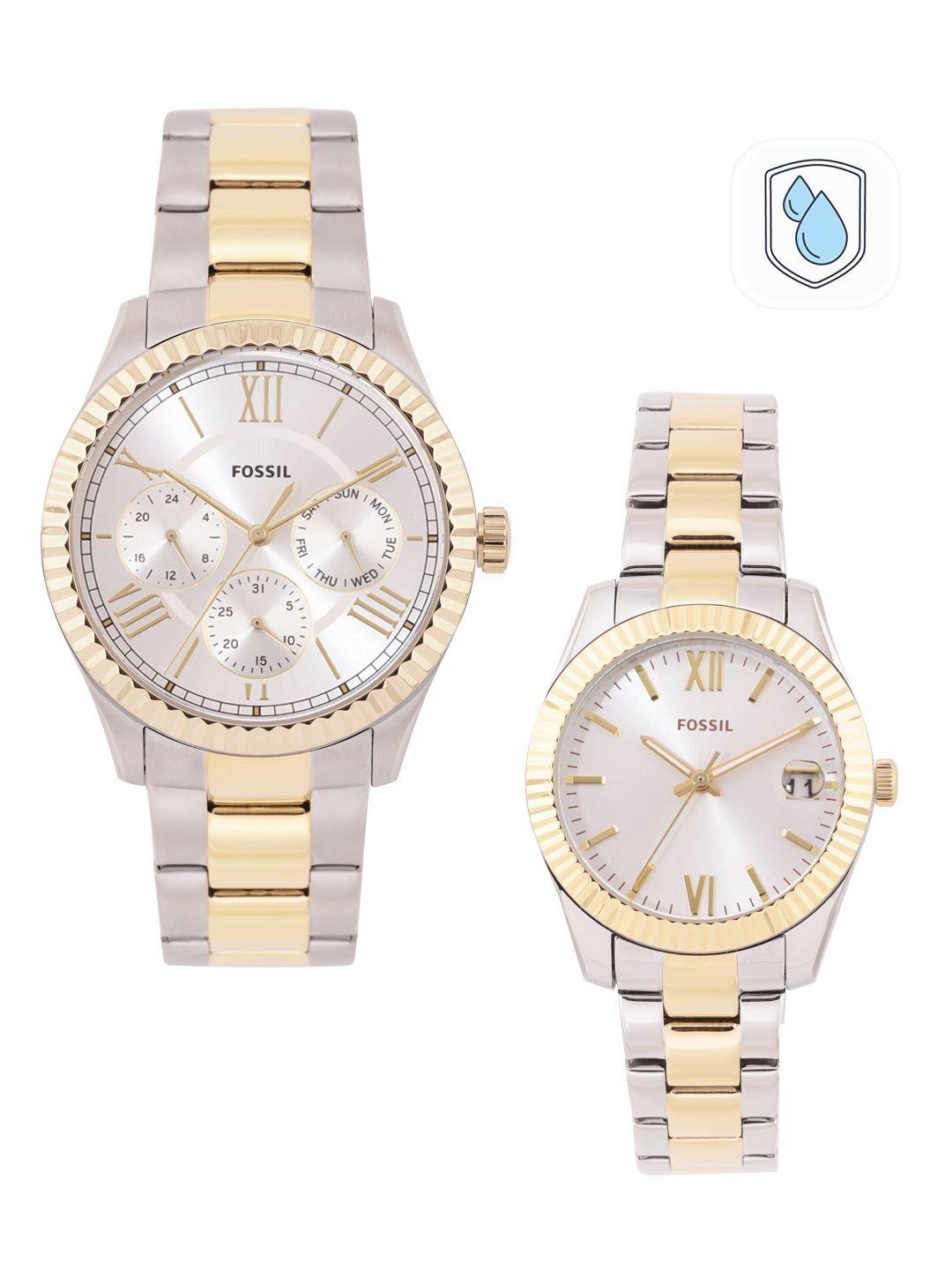 fossil unisex chapman his & her analogue watch fs5987set