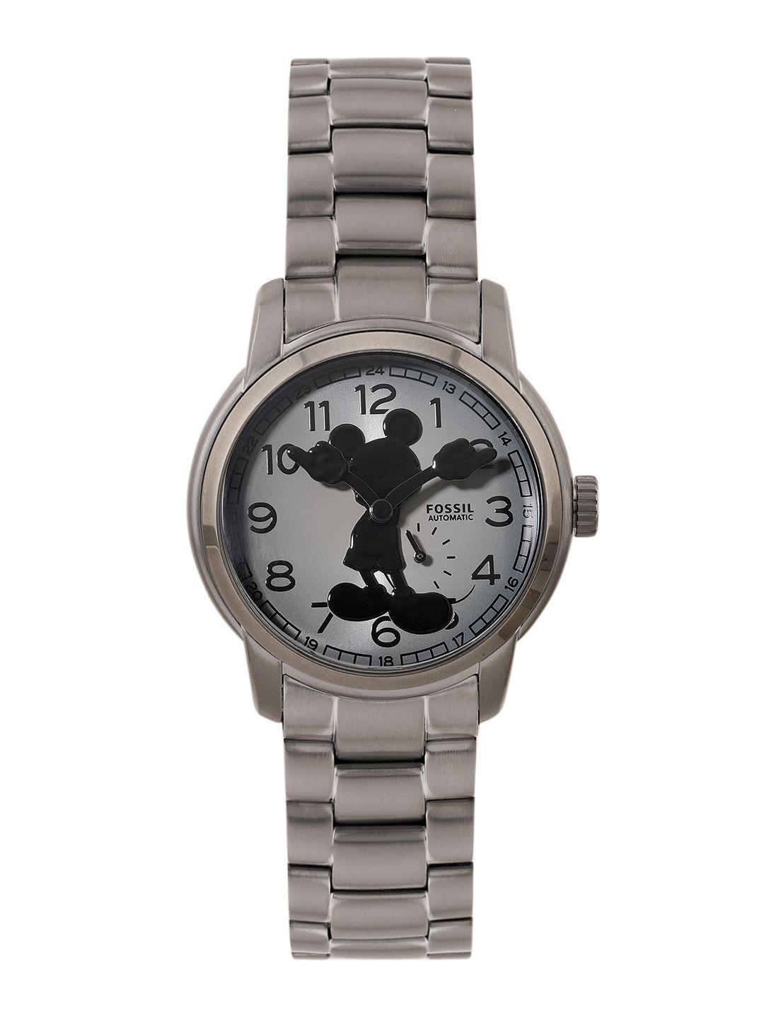 fossil unisex mickey mouse patterned automatic motion powered watch le1186