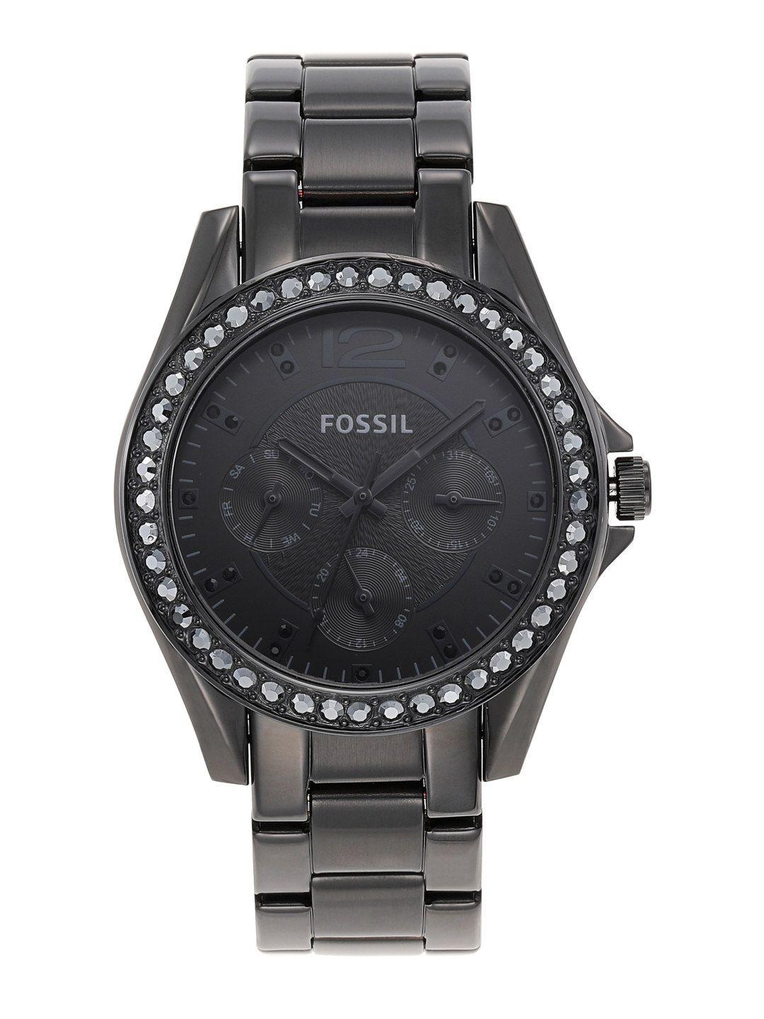 fossil women black analogue watch es4519