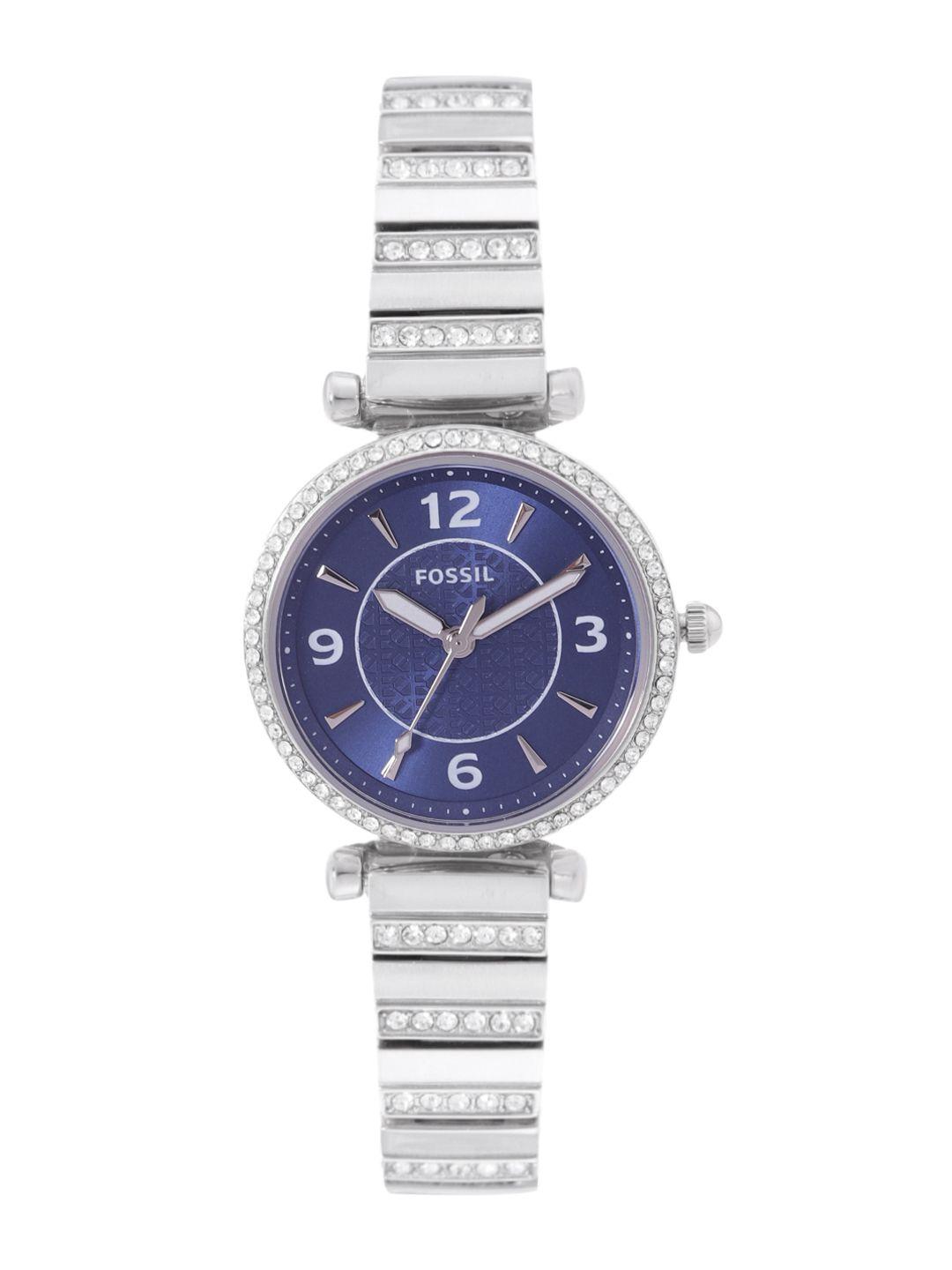 fossil women blue carlie analogue watch es5190