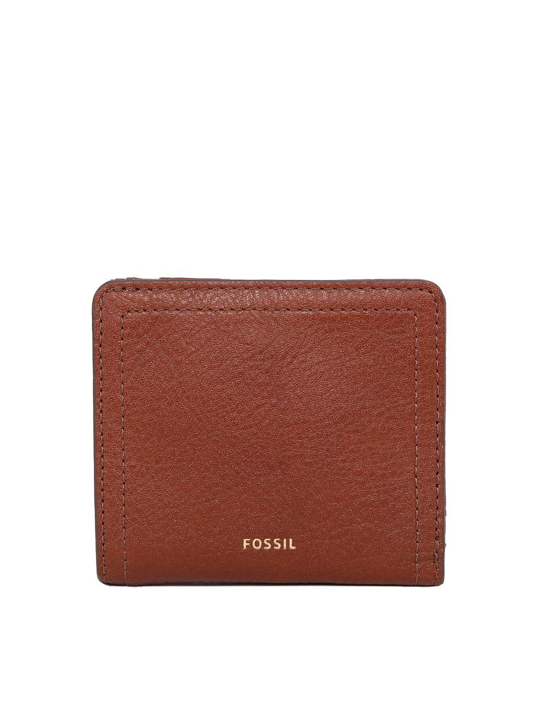 fossil women brown textured pu card holder