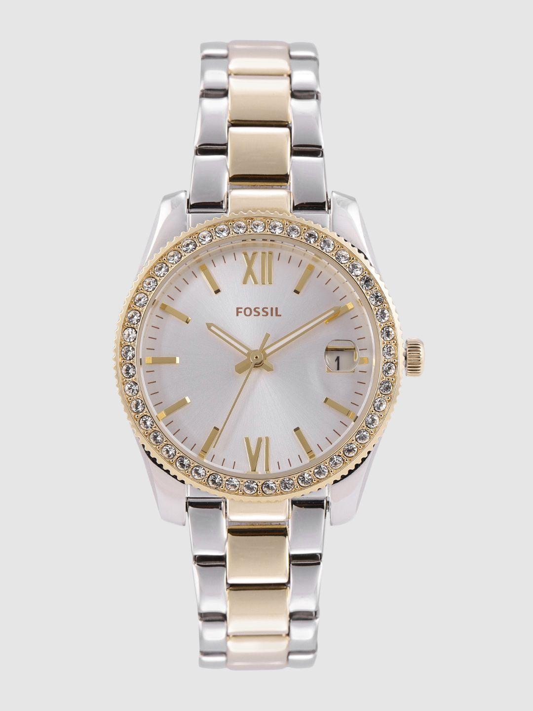 fossil women cream-coloured analogue watch es4319_fss