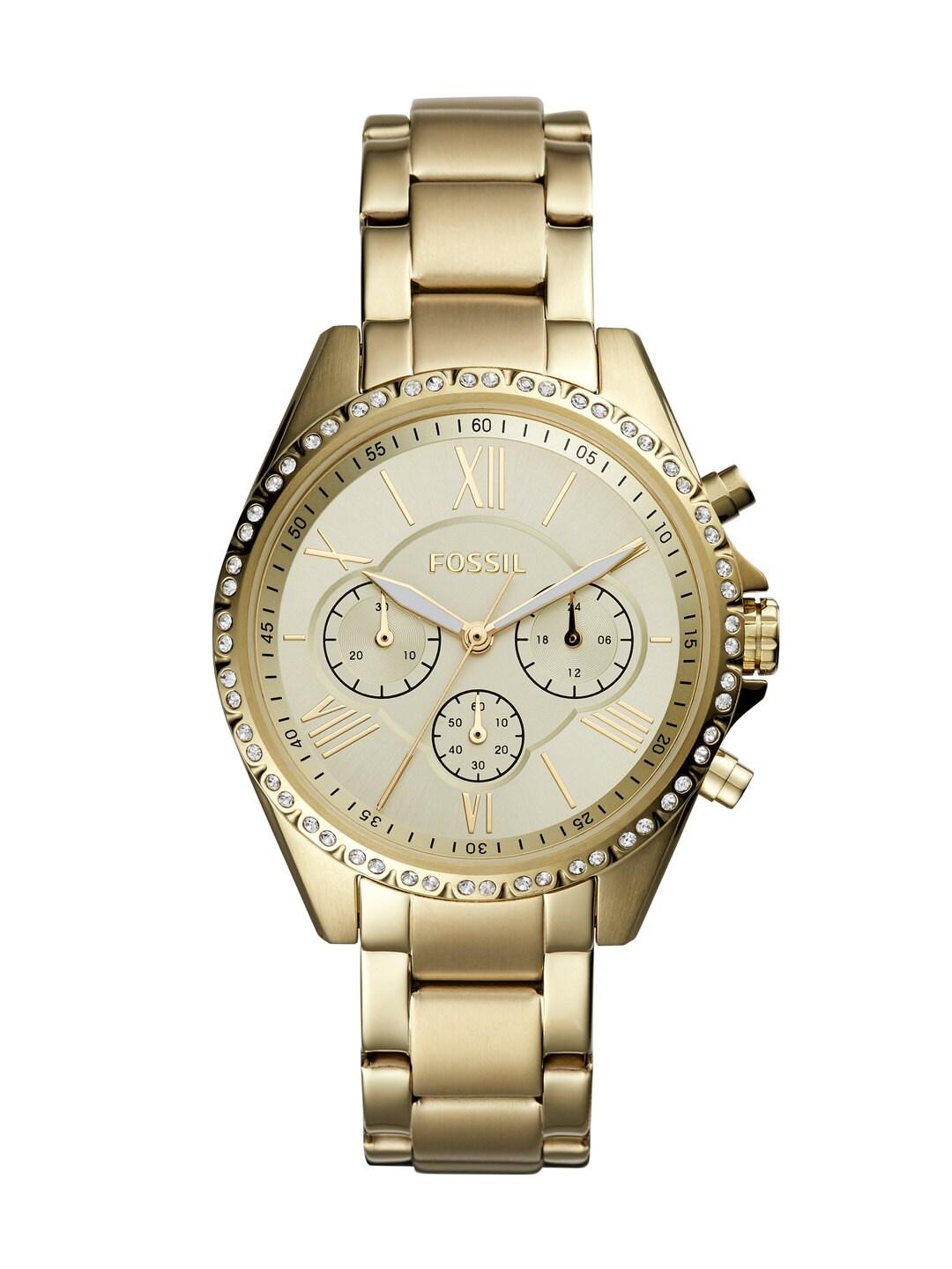 fossil women gold-toned modern courier analogue chronograph watch bq3378