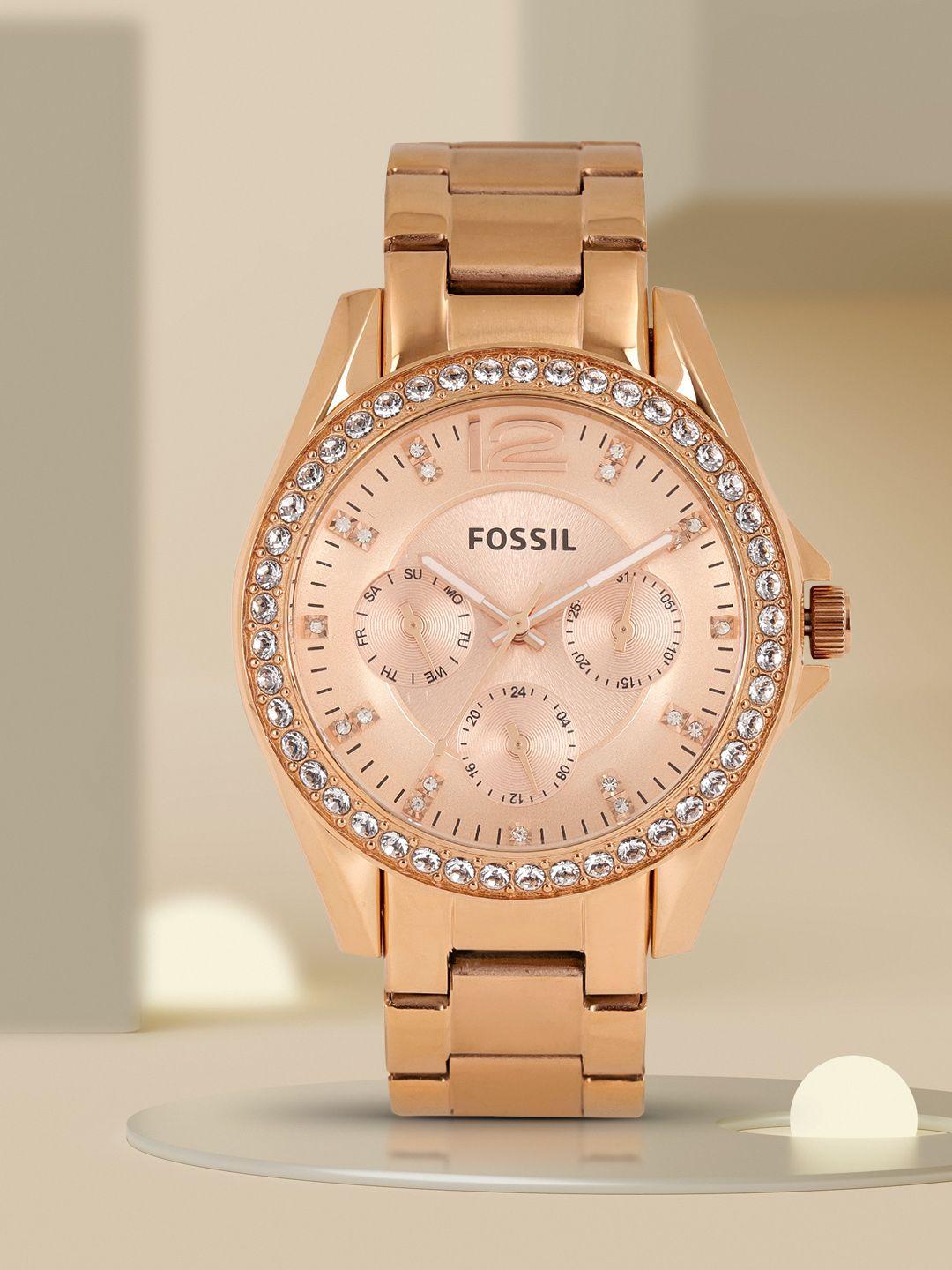 fossil women rose gold factory serviced analogue watch es2811i