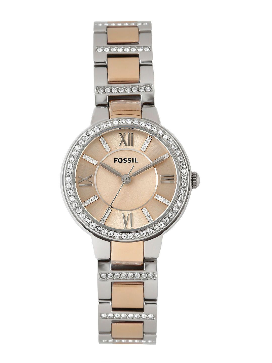 fossil women rose gold-toned dial watch es3405