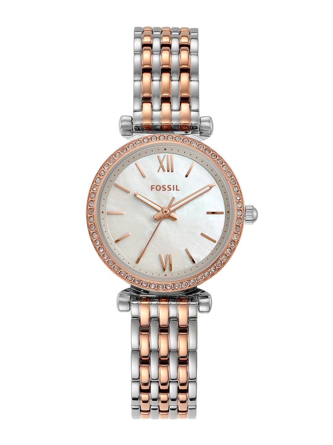 fossil women silver-toned analogue watch es4649