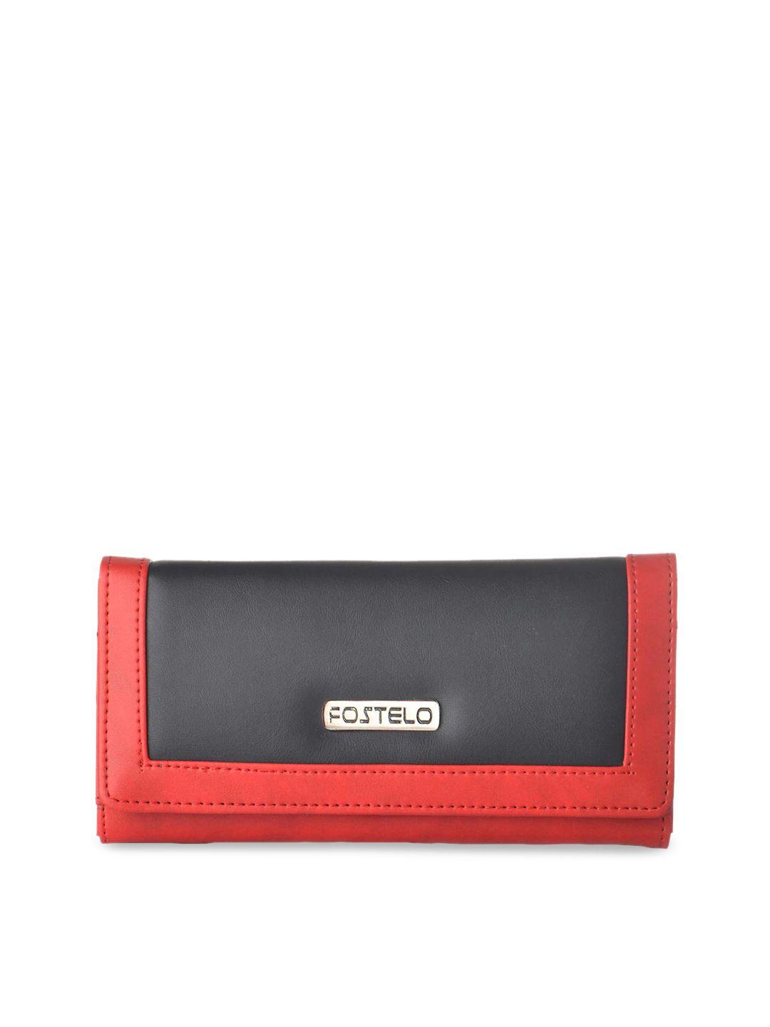 fostelo black solid foldover clutches