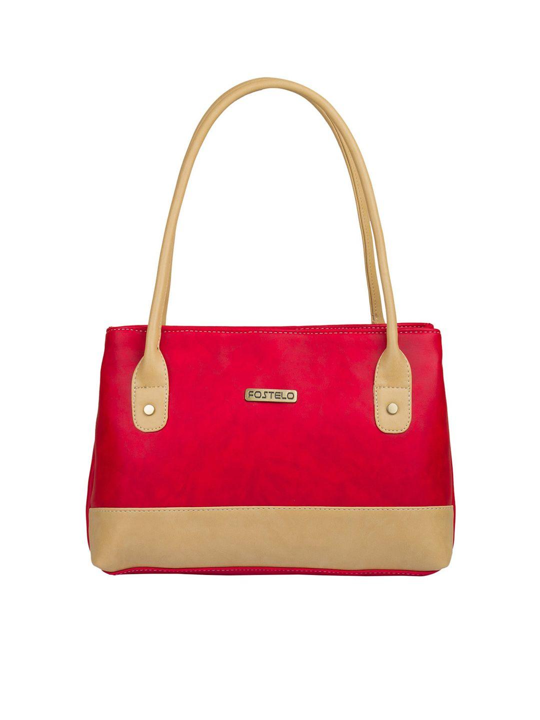 fostelo red & beige colourblocked shoulder bag