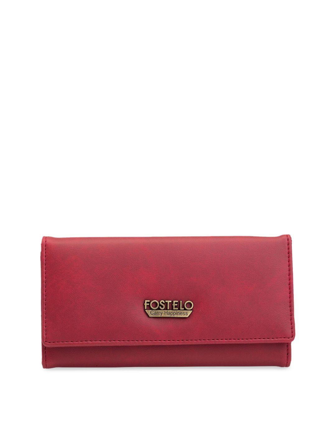 fostelo women red solid two fold wallet