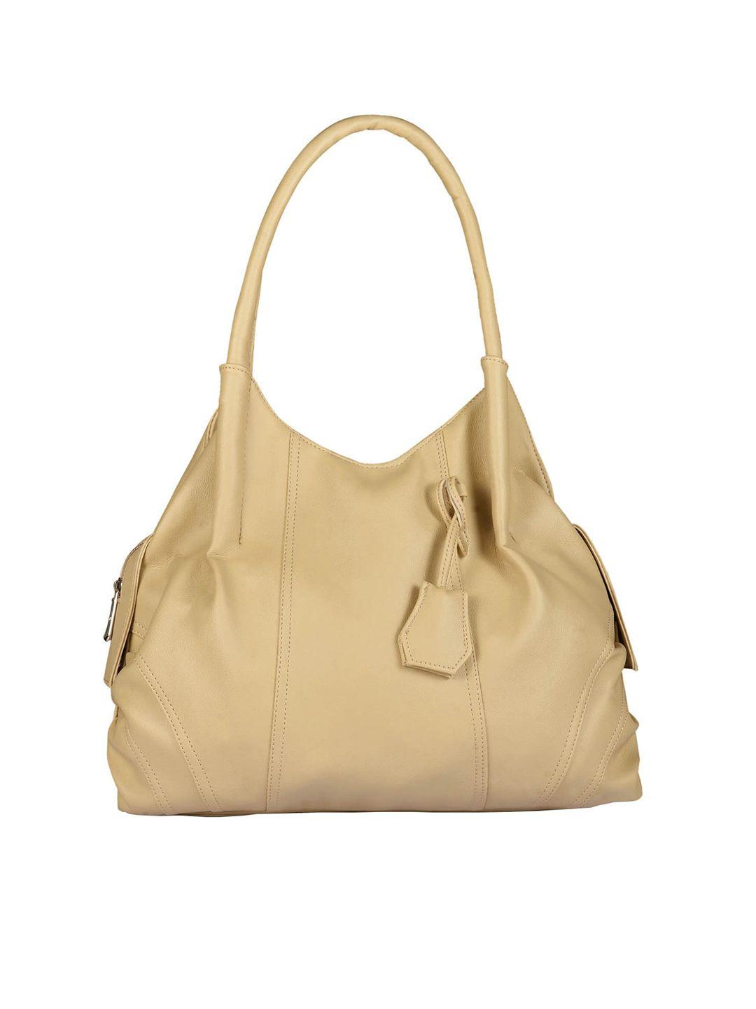 fostelo beige solid shoulder bag