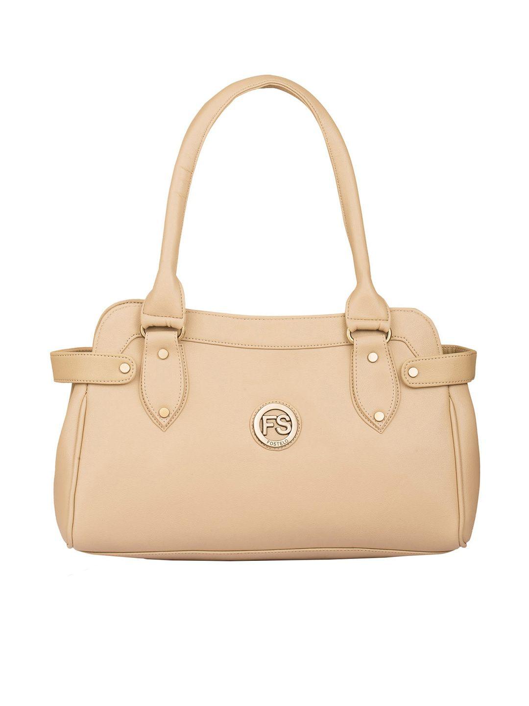 fostelo beige solid shoulder bag