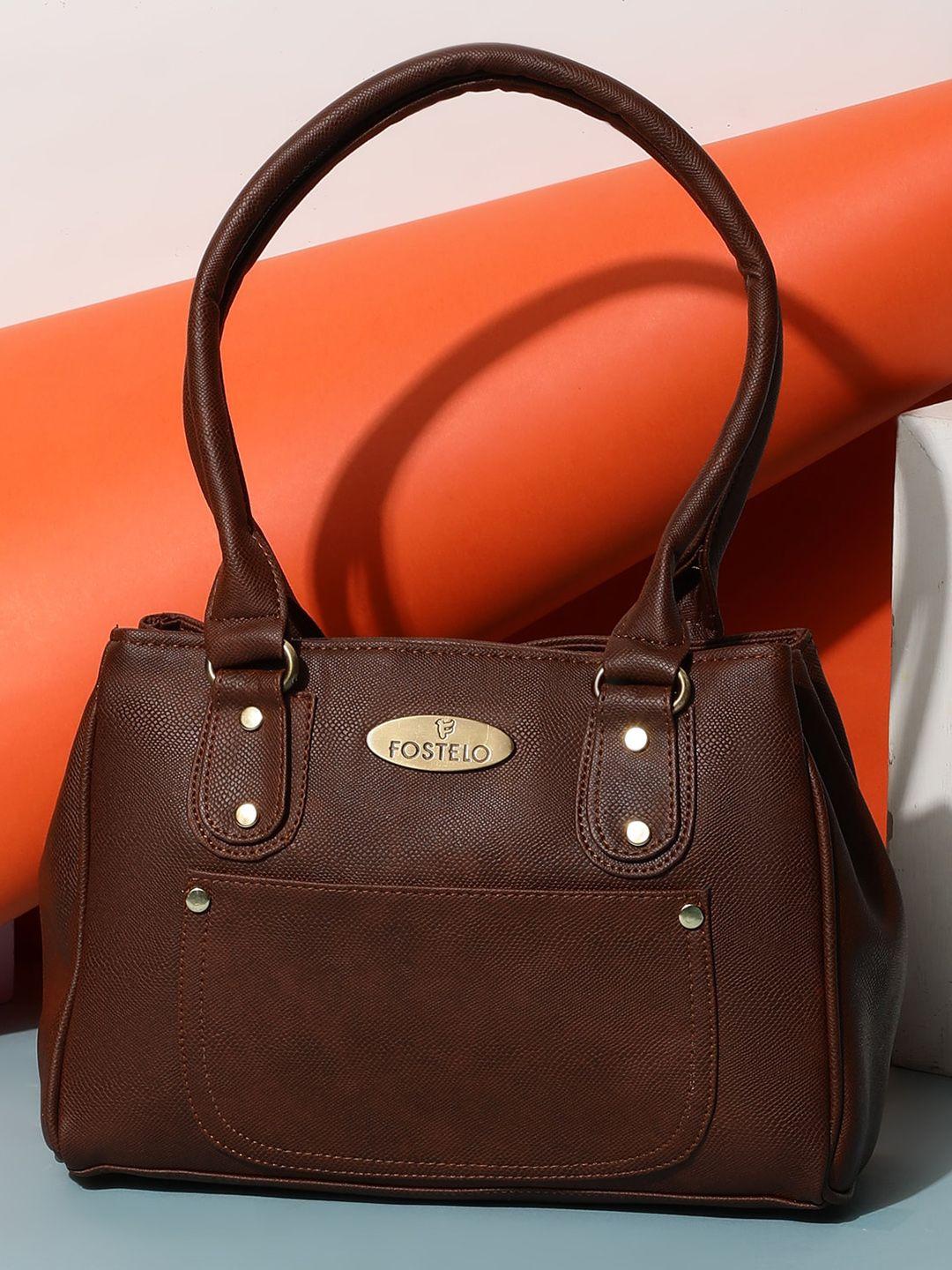 fostelo brown pu structured shoulder bag