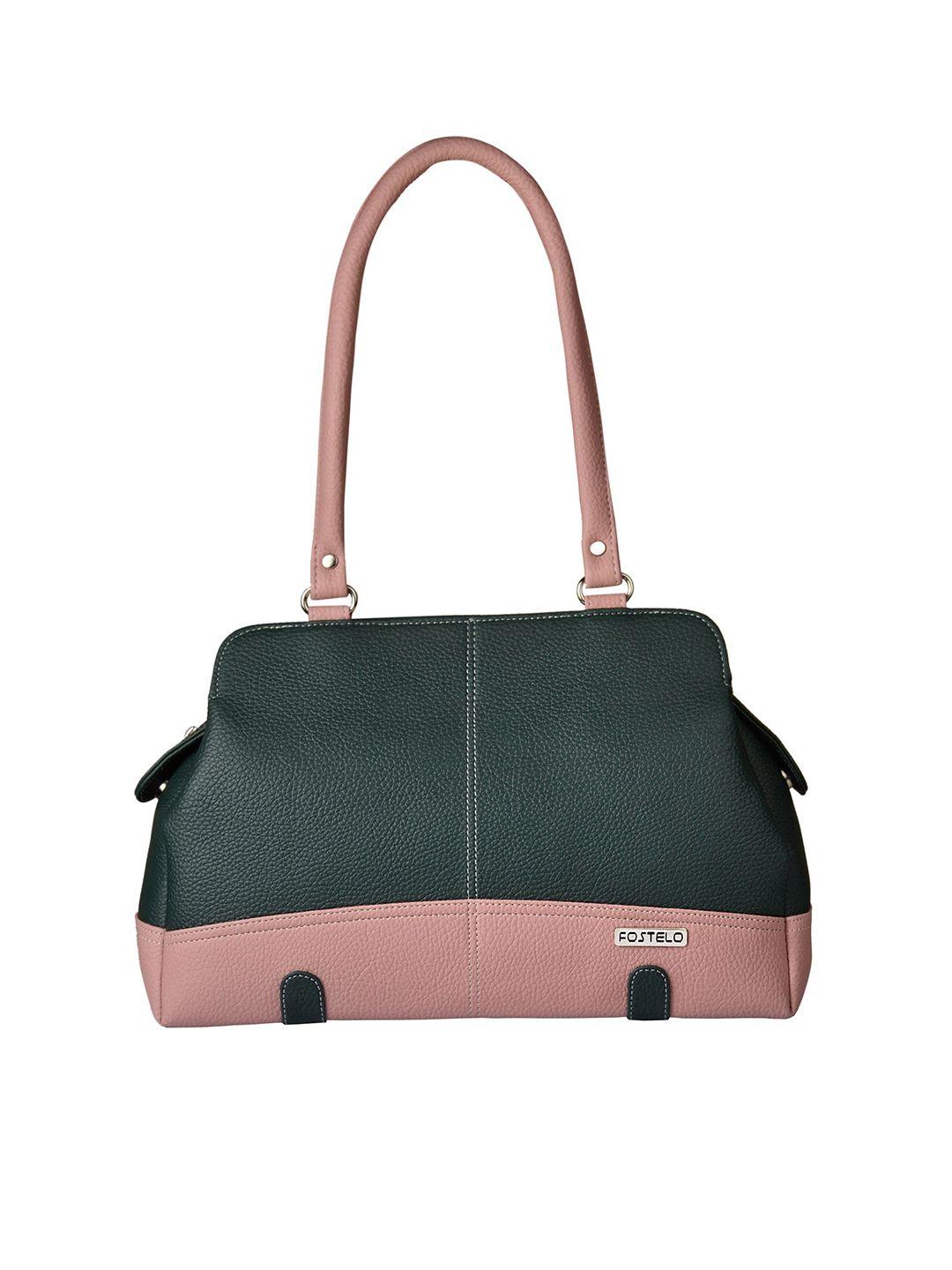 fostelo green & pink colourblocked shoulder bag