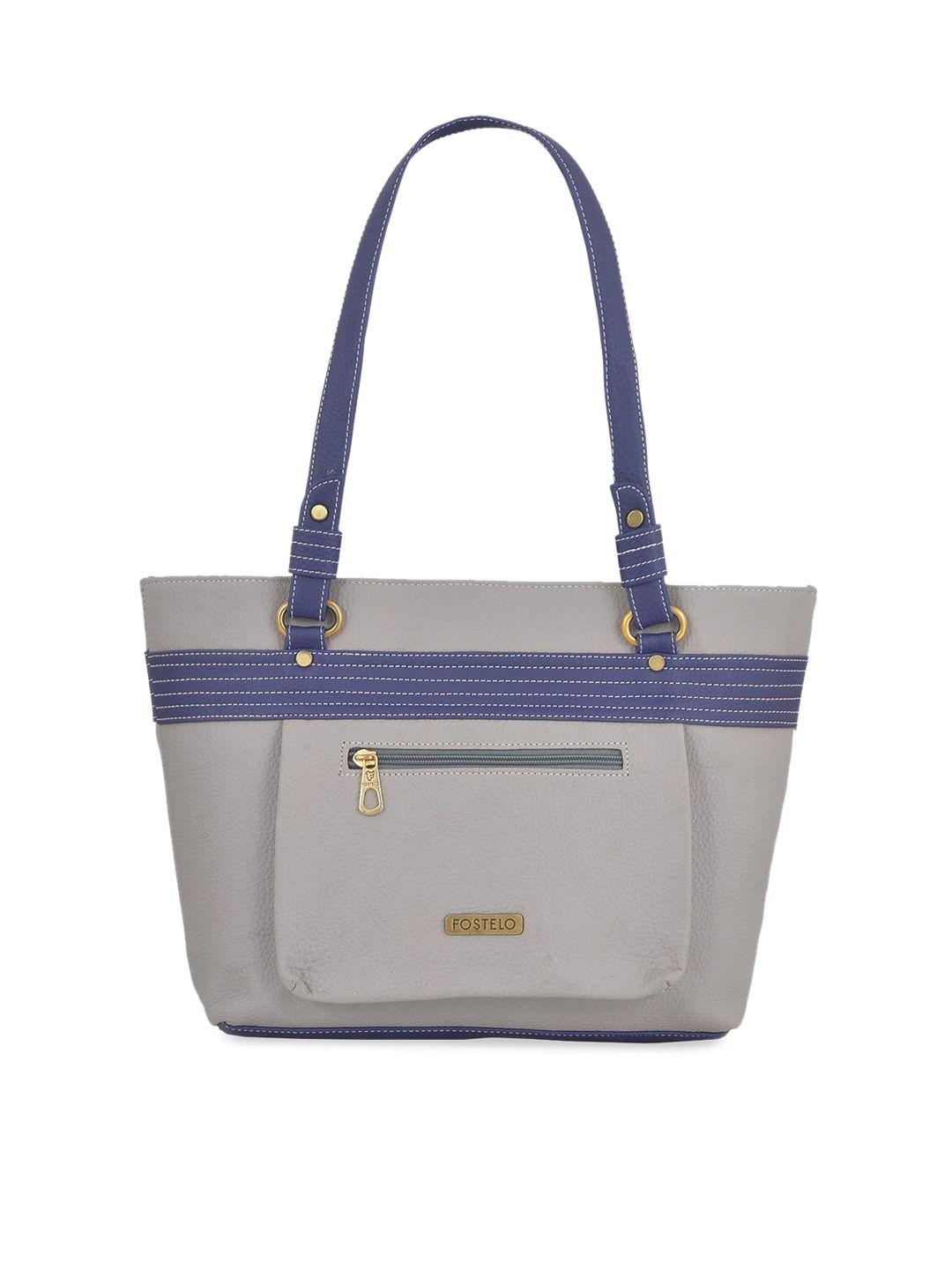 fostelo grey & blue solid shoulder bag