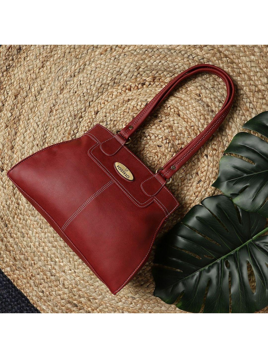 fostelo maroon pu structured handheld bag