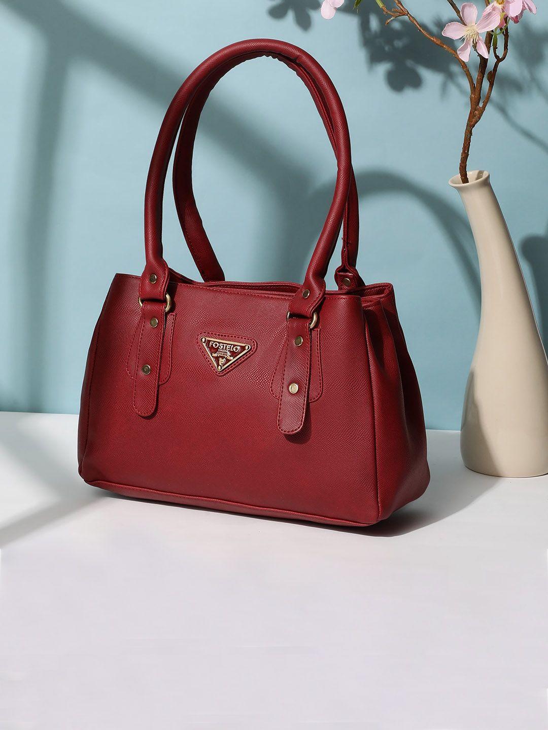 fostelo maroon pu structured shoulder bag