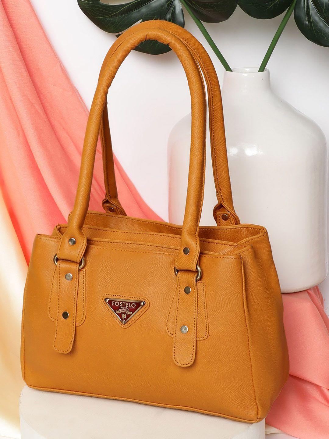 fostelo orange pu structured shoulder bag