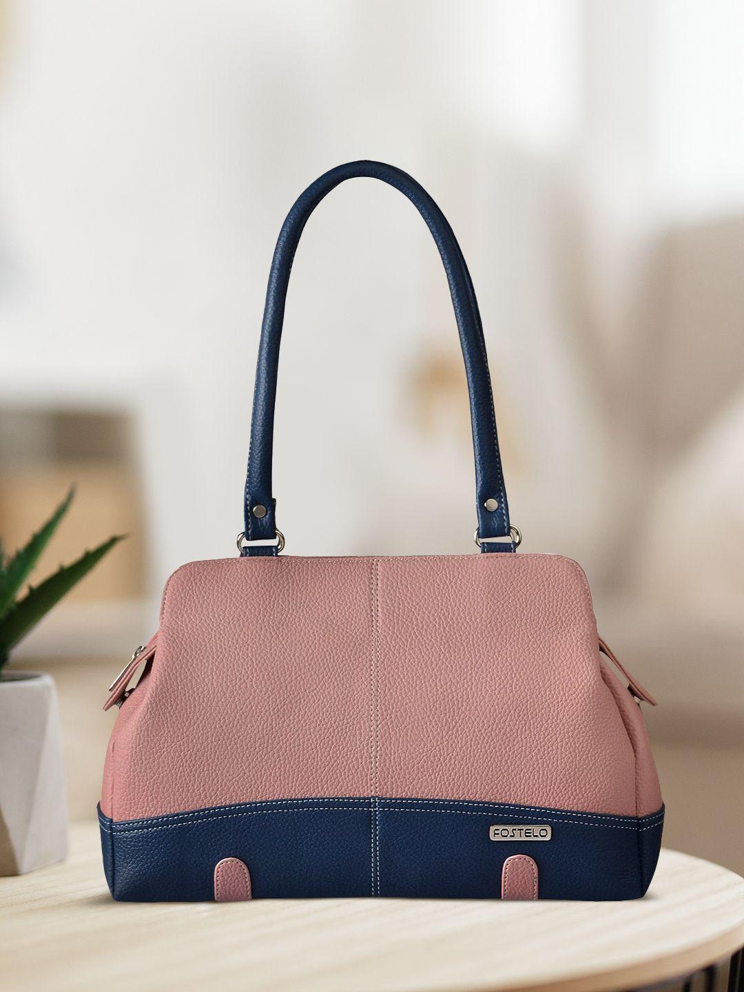 fostelo pink & blue colourblocked shoulder bag