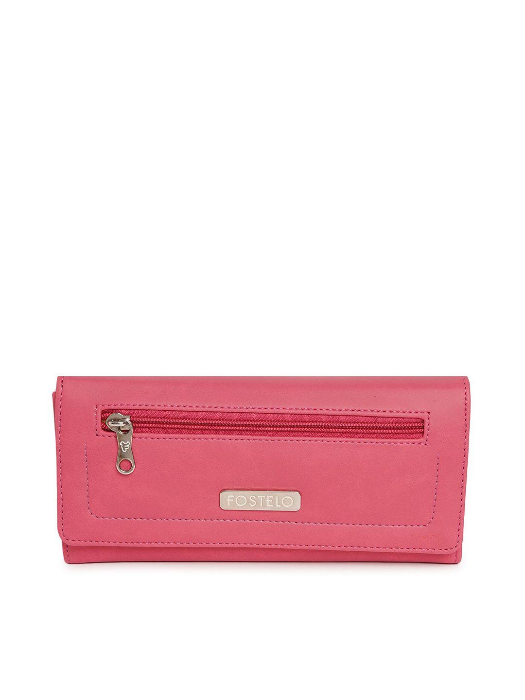 fostelo pink & pink foldover clutch