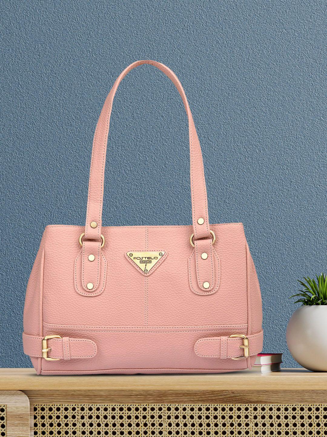 fostelo pink textured shoulder bag