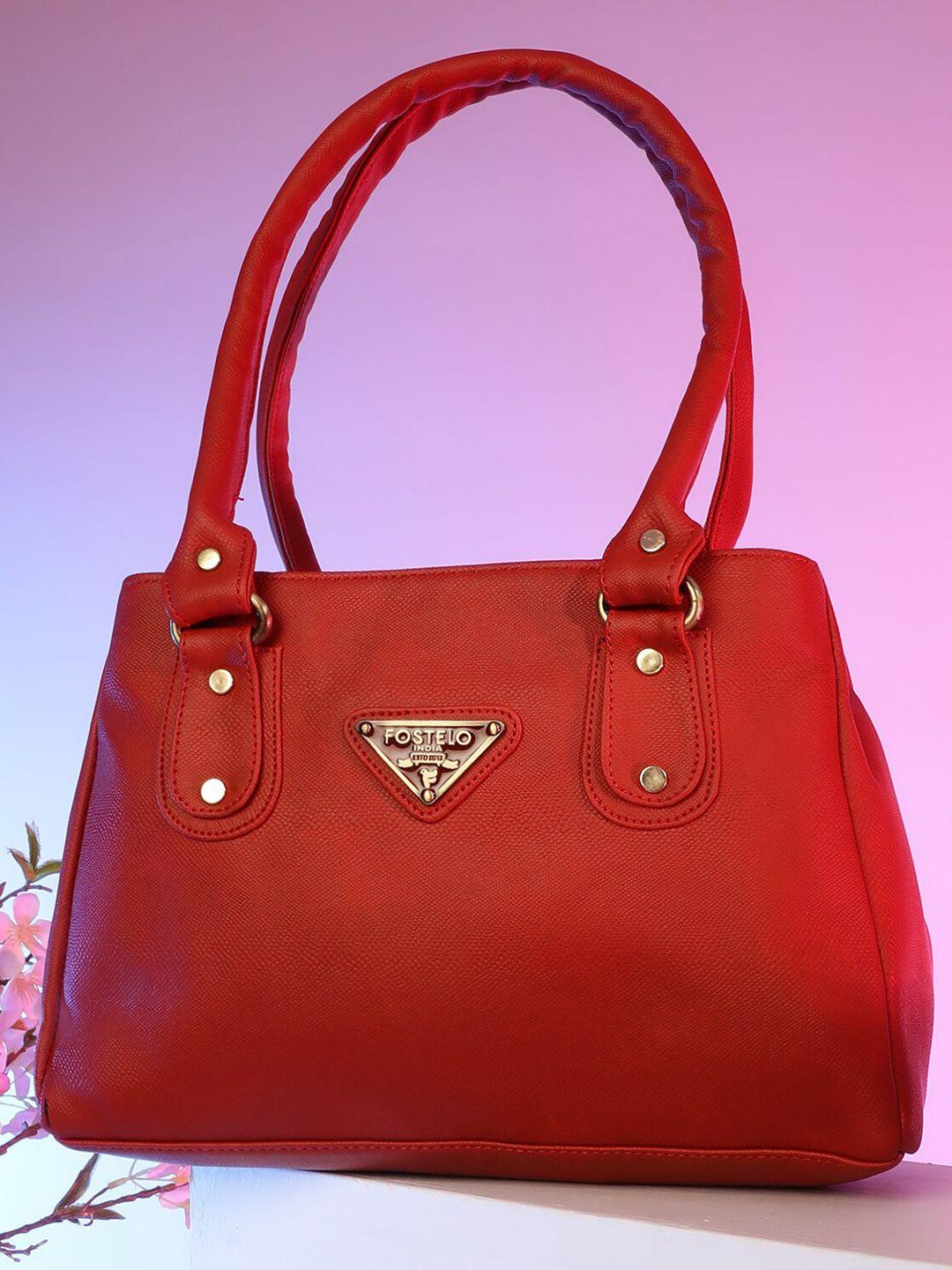 fostelo red pu structured shoulder bag