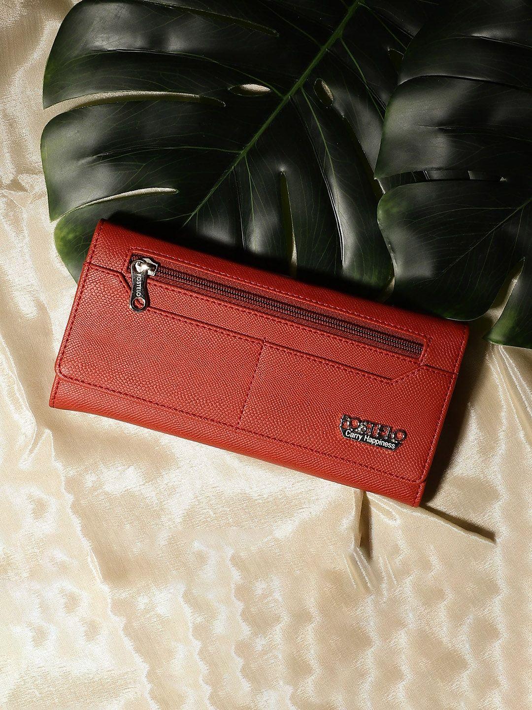 fostelo red solid foldover clutch