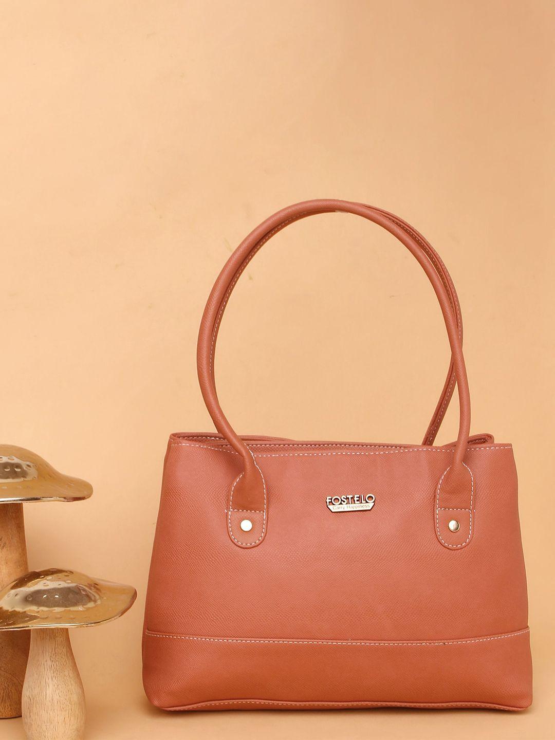 fostelo rose gold pu structured handheld bag with bow detail