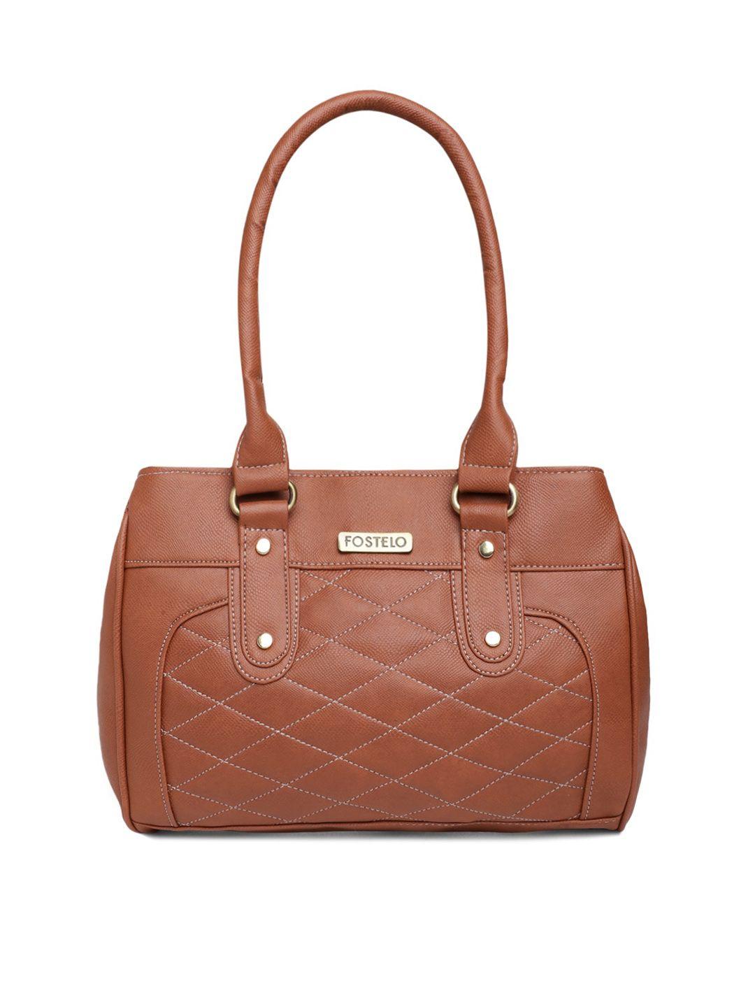fostelo textured structured handheld bag with quilted