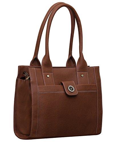 fostelo women's ocean side faux leather handbag (tan) (large)