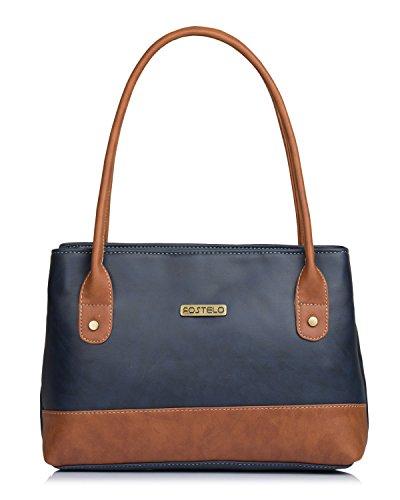 fostelo women's zara faux leather handbag (blue) (medium)