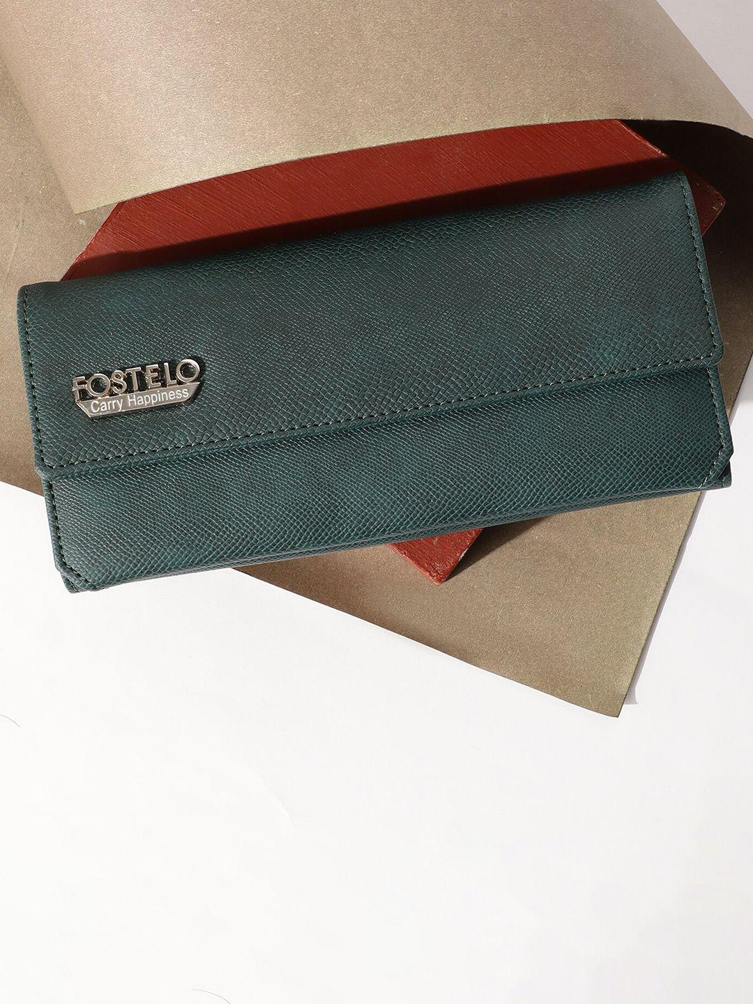 fostelo women green pu envelope wallet