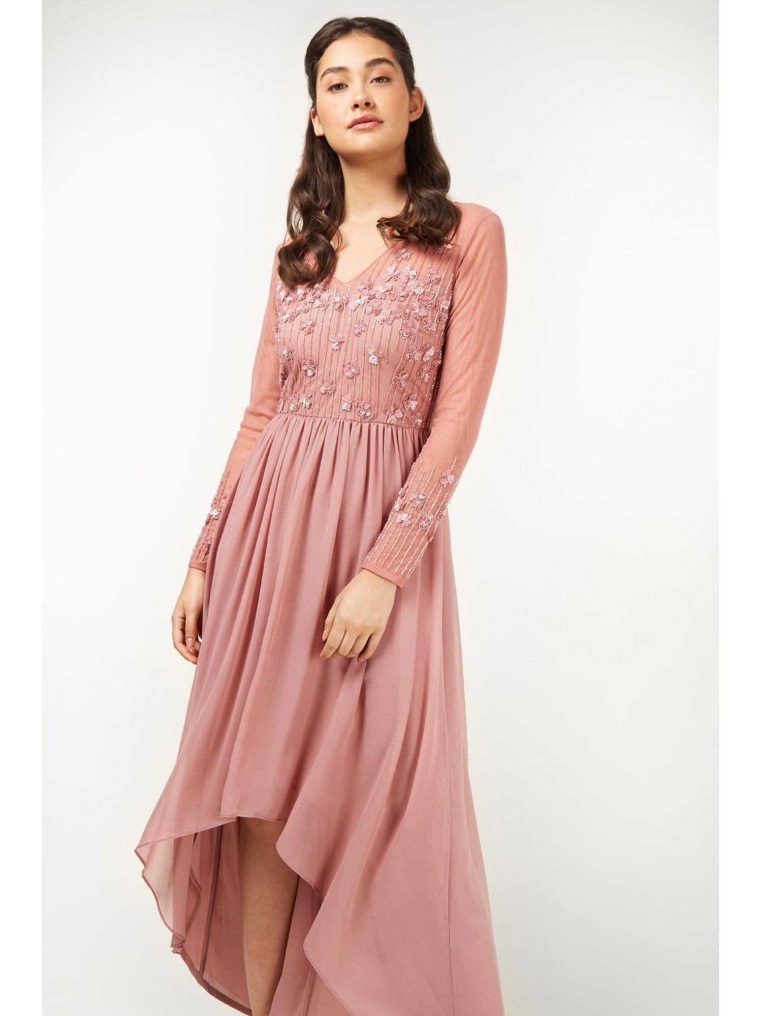 foster rose embellished high low dress