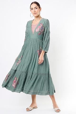 fountain blue chanderi dress